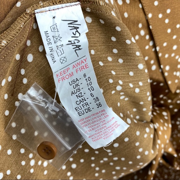 Nasty Gal brown white polka dot button blouse 6 - Picture 5 of 7